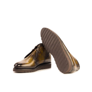 Ambrogio Handmade Men's Shoes Tobacco Patina Leather Chukka Boots (AMB2286)-AmbrogioShoes