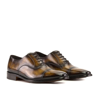Ambrogio Handmade Men's Shoes Tobacco Patina Leather Oxfords (AMB2344)-AmbrogioShoes