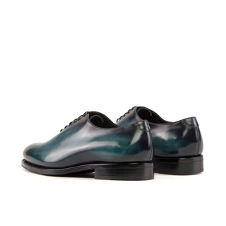 Ambrogio Handmade Men's Shoes Turquoise Patina Leather Whole-Cut Oxfords (AMB2379)-AmbrogioShoes