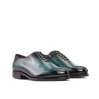 Ambrogio Handmade Men's Shoes Turquoise Patina Leather Wholecut Oxfords (AMB2325)-AmbrogioShoes