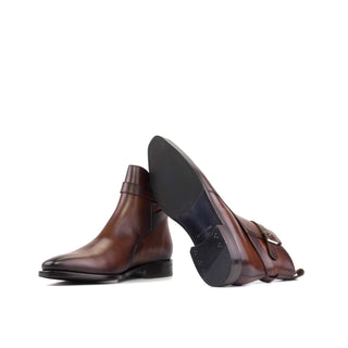 Ambrogio Handmade Mid Brown Calf-Skin Leather Jodhpur Boots (AMB2396)-AmbrogioShoes