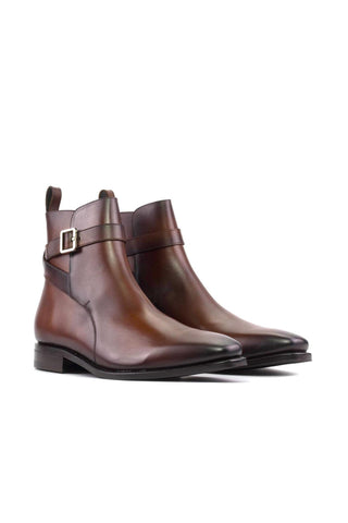 Ambrogio Handmade Mid Brown Calf-Skin Leather Jodhpur Boots (AMB2396)-AmbrogioShoes