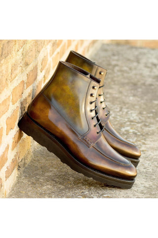Ambrogio Handmade Multi-Color Calf-Skin / Patina Leather Moccasin Boots (AMB2261)-AmbrogioShoes
