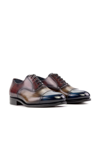 Ambrogio Handmade Multi-Color Patina Leather Lace-Up Oxfords (AMB2280)-AmbrogioShoes