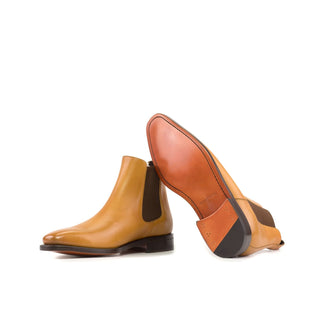 Ambrogio Handmade Mustard Calf-Skin Leather Chelsea Boots (AMB2405)-AmbrogioShoes