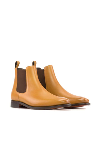 Ambrogio Handmade Mustard Calf-Skin Leather Chelsea Boots (AMB2405)-AmbrogioShoes