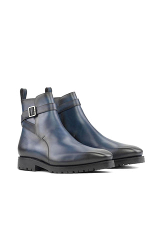Ambrogio Handmade Navy Calf-Skin Leather Jodhpur Boots (AMB2294)-AmbrogioShoes