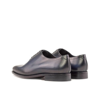 Ambrogio Handmade Navy Calf-Skin Leather Whole-cut Oxfords (AMB2366)-AmbrogioShoes