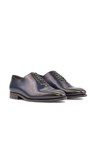 Ambrogio Handmade Navy Calf-Skin Leather Whole-cut Oxfords (AMB2366)-AmbrogioShoes