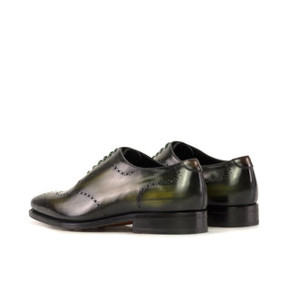 Ambrogio Handmade Olive Patina Leather Whole-cut Oxfords (AMB2423)-AmbrogioShoes