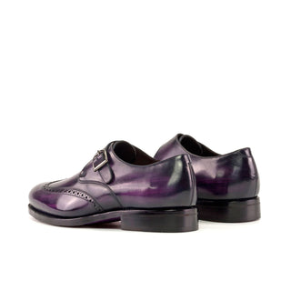 Ambrogio Handmade Purple Patina Leather Monk Strap (AMB2380)-AmbrogioShoes