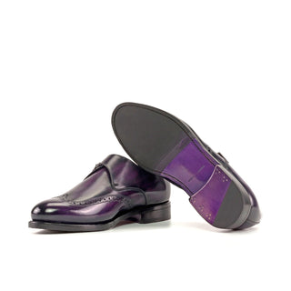 Ambrogio Handmade Purple Patina Leather Monk Strap (AMB2380)-AmbrogioShoes