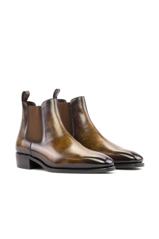 Ambrogio Handmade Tobacco Patina Leather Chelsea Boots (AMB2320)-AmbrogioShoes