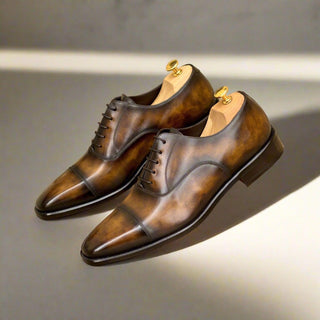 Ambrogio Handmade Tobacco Patina Leather Oxfords (AMB2344)-AmbrogioShoes