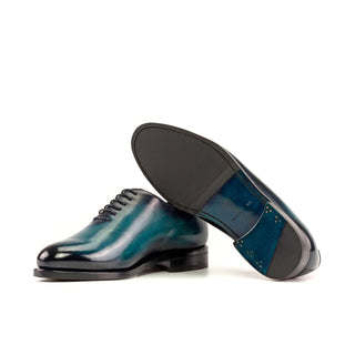 Ambrogio Handmade Turquoise Patina Leather Whole-Cut Oxfords (AMB2379)-AmbrogioShoes