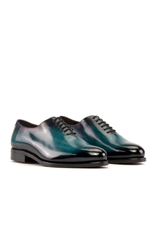 Ambrogio Handmade Turquoise Patina Leather Whole-Cut Oxfords (AMB2379)-AmbrogioShoes
