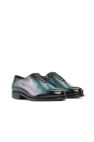 Ambrogio Handmade Turquoise Patina Leather Wholecut Oxfords (AMB2325)-AmbrogioShoes