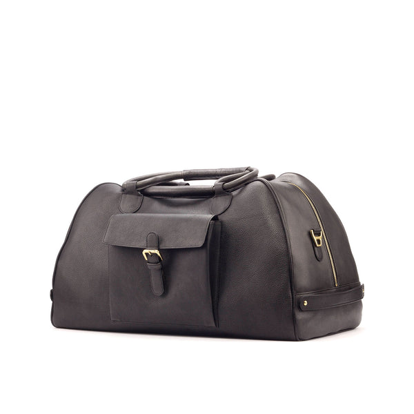 Ambrogio 3146 Men's Bag Gray & Black Full Grain Leather Travel Duffle Bag (AMBH1017)-AmbrogioShoes