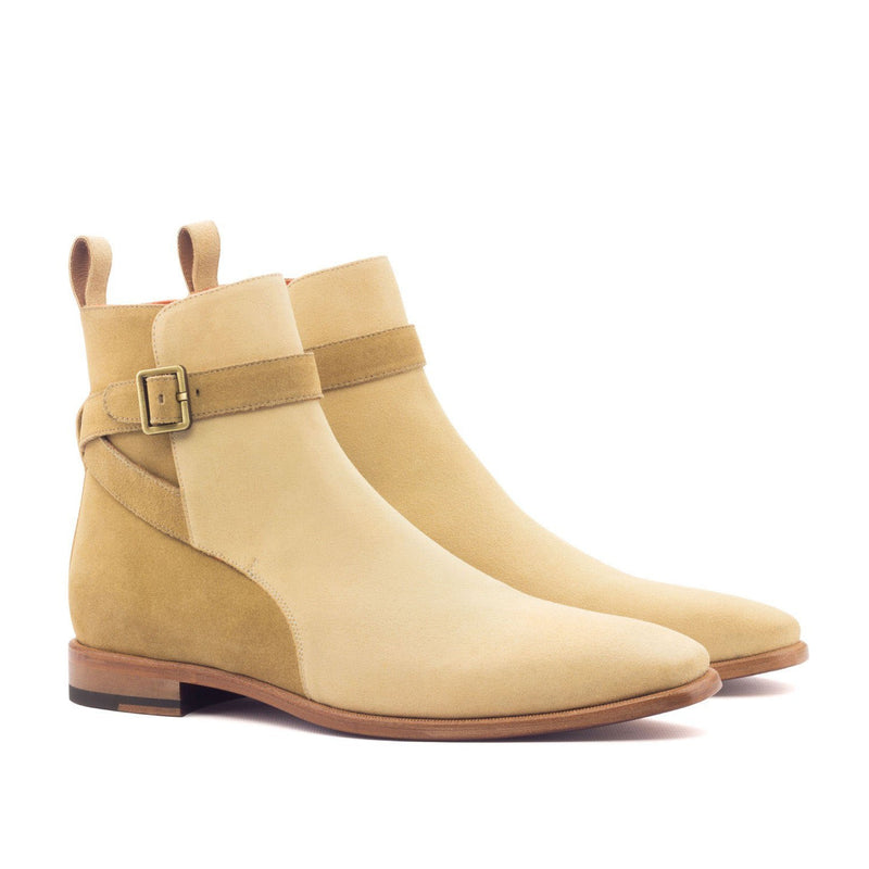 Ambrogio 3100 Men's Shoes Beige & Camel Suede Leather Jodhpur Boots (AMB1225)-AmbrogioShoes