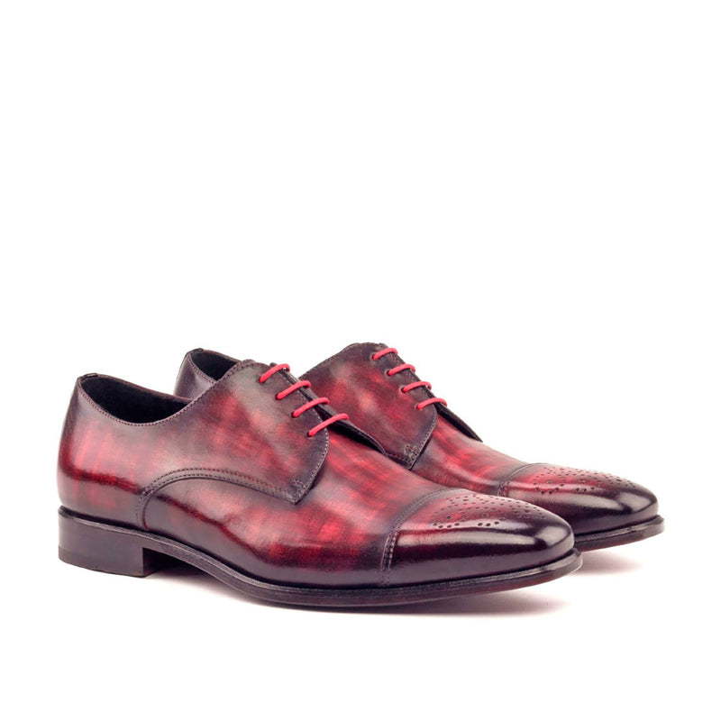 Ambrogio 2611 Men's Shoes Black & Burgundy Patent / Patina Leather Derby Oxfords (AMB1226)-AmbrogioShoes