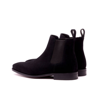 Ambrogio Men's Handmade Custom Made Shoes Black Suede Chelsea Boots (AMB1013)-AmbrogioShoes