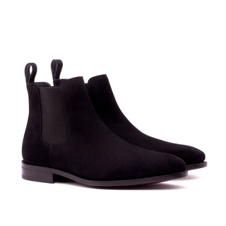Ambrogio Men's Handmade Custom Made Shoes Black Suede Chelsea Boots (AMB1013)-AmbrogioShoes