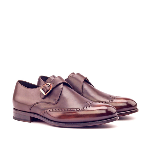 Ambrogio 3011 Men's Shoes Brown Calf-Skin / Patina Leather Monk-Strap Loafers (AMB1167)-AmbrogioShoes