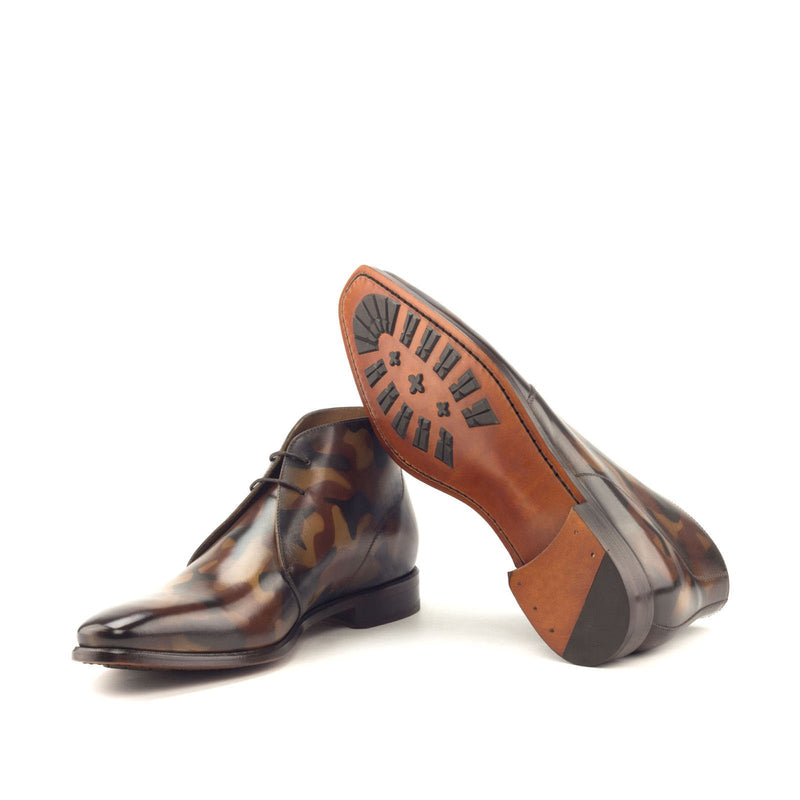Ambrogio 2925 Men's Shoes Brown Camo Patina Leather Chukka Boots (AMB1213)-AmbrogioShoes