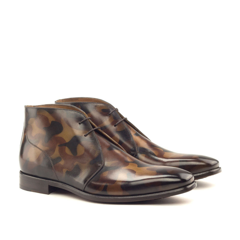 Ambrogio 2925 Men's Shoes Brown Camo Patina Leather Chukka Boots (AMB1213)-AmbrogioShoes