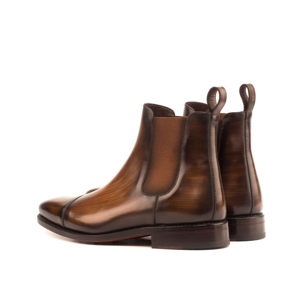 Ambrogio 3904 Men's Shoes Brown Crust Patina Leather Cap-Toe Chelsea Boots (AMB1030)-AmbrogioShoes