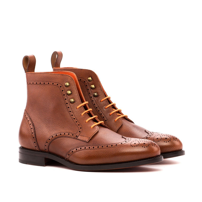 Ambrogio 3548 Men's Shoes Brown Full Grain Calf-Skin Leather Military Boots (AMB1215)-AmbrogioShoes