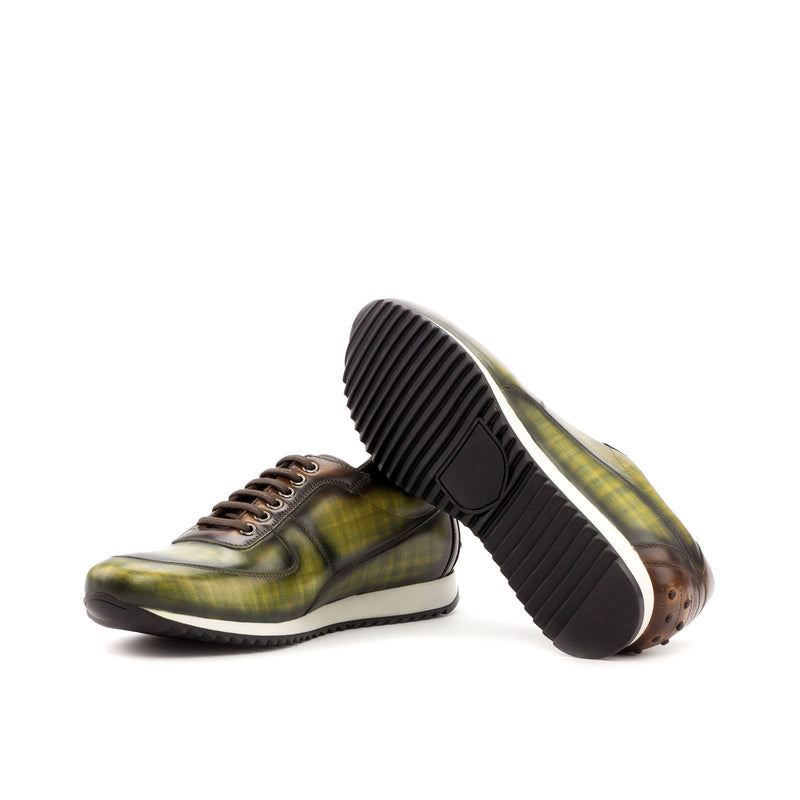 Ambrogio 3583 Men's Shoes Brown & Khaki Green Patina Leather Corsini Sneakers (AMB1148)-AmbrogioShoes