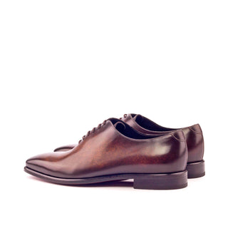 Ambrogio Men's Handmade Custom Made Shoes Brown Patina Leather Plain Oxfords (AMB1090)-AmbrogioShoes