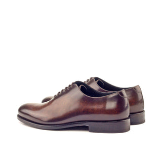 Ambrogio Men's Handmade Custom Made Shoes Brown Patina Leather Whole-Cut Plain Oxfords (AMB1136)-AmbrogioShoes