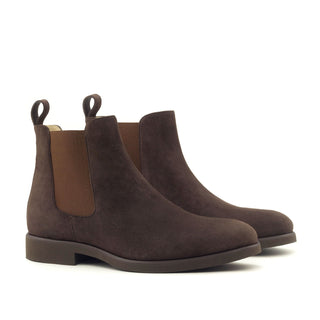 Ambrogio Men's Handmade Custom Made Shoes Brown Suede Chelsea Boots (AMB1011)-AmbrogioShoes
