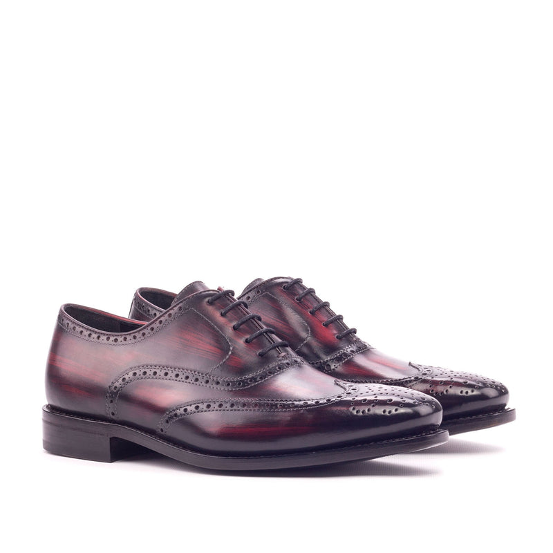 Ambrogio 3408 Men's Shoes Burgundy Patina Leather Brogue Oxfords (AMB1166)-AmbrogioShoes