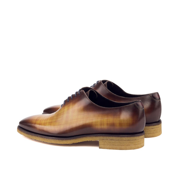 Ambrogio 3373 Men's Shoes Cognac & Burgundy Patina Leather Whole-Cut Plain Oxfords (AMB1127)-AmbrogioShoes