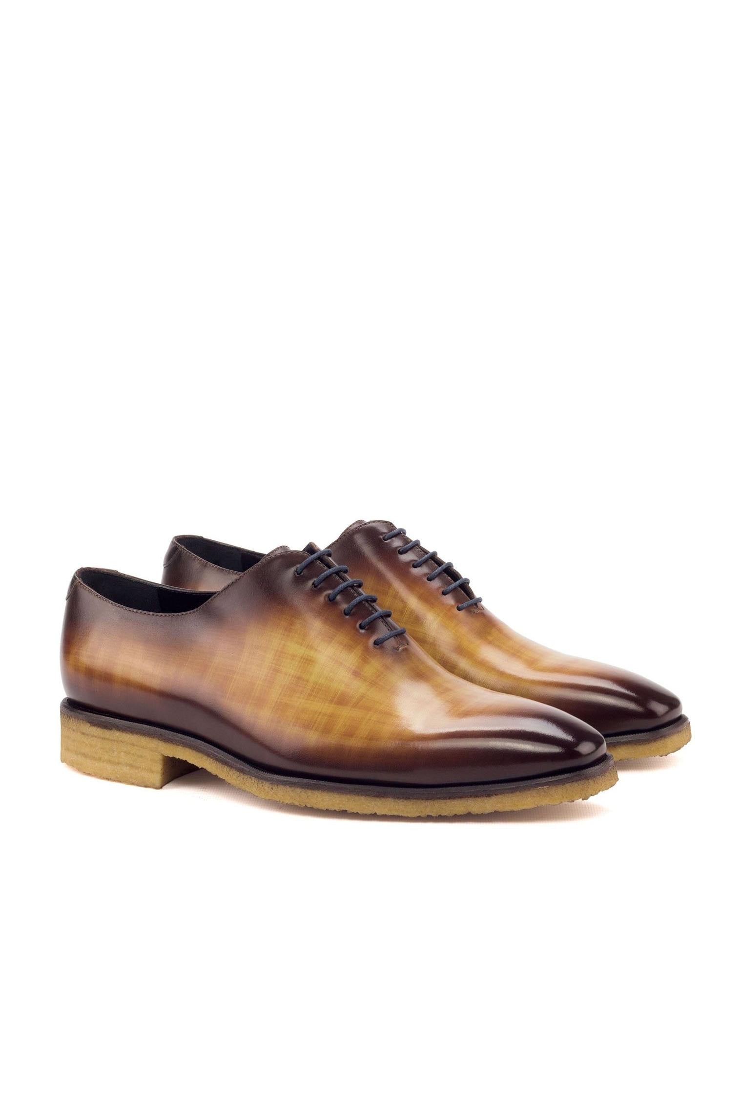 Ambrogio Men's Handmade Custom Made Shoes Cognac & Burgundy Patina Leather Whole-Cut Plain Oxfords (AMB1127) Ambrogio Men's Handmade Custom Made Shoes Cognac & Burgundy Patina Leather Whole-Cut Plain Oxfords (AMB1127)