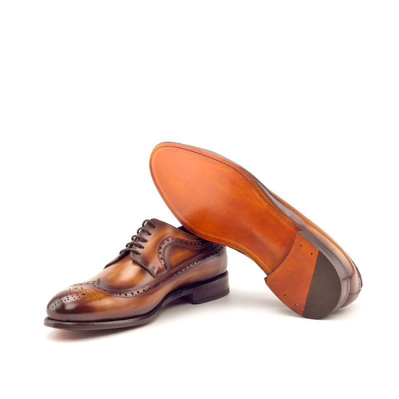 Ambrogio 2909 Men's Shoes Cognac Patina Leather Longwing Blucher Oxfords (AMB1176)-AmbrogioShoes