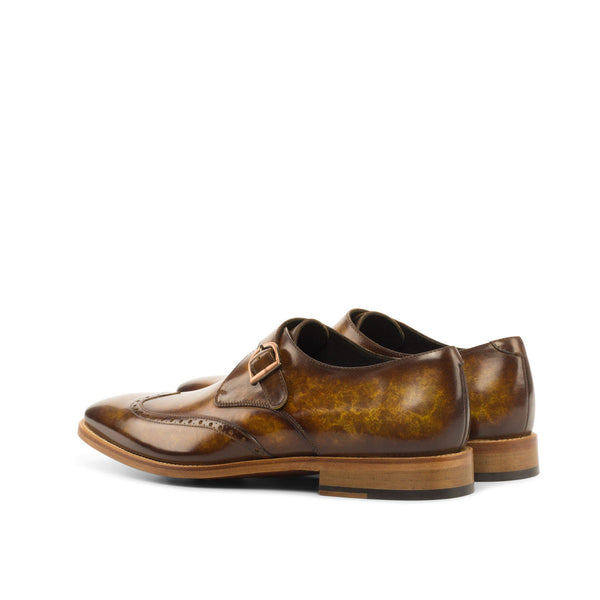 Ambrogio 3754 Men's Shoes Cognac Patina Leather Monk-Straps Loafers (AMB1058)-AmbrogioShoes