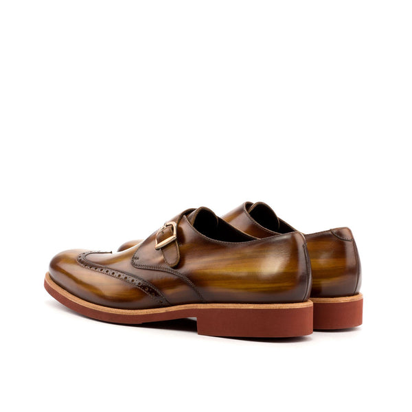 Ambrogio 3588 Men's Shoes Cognac Patina Leather Monk-Straps Loafers (AMB1059)-AmbrogioShoes