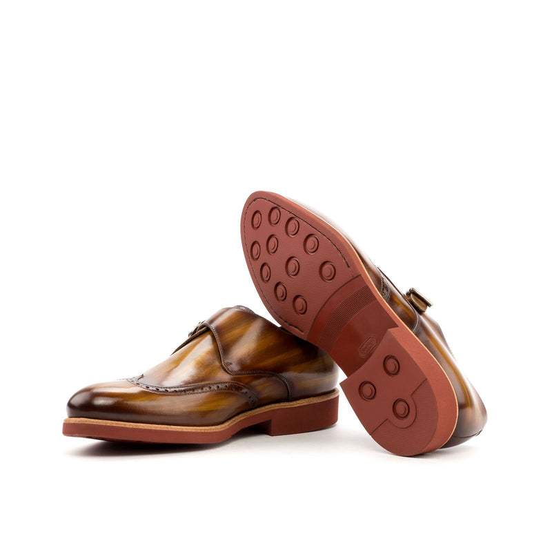 Ambrogio 3588 Men's Shoes Cognac Patina Leather Monk-Straps Loafers (AMB1059)-AmbrogioShoes