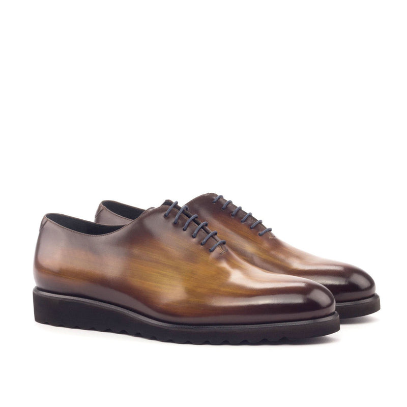 Ambrogio 3035 Men's Shoes Cognac Patina Leather Plain Oxfords (AMB1091)-AmbrogioShoes