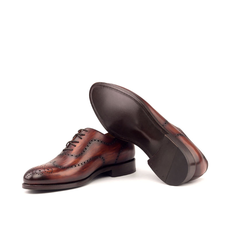 Ambrogio 2838 Men's Shoes Cognac Patina Leather Whole-Cut Oxfords (AMB1223)-AmbrogioShoes