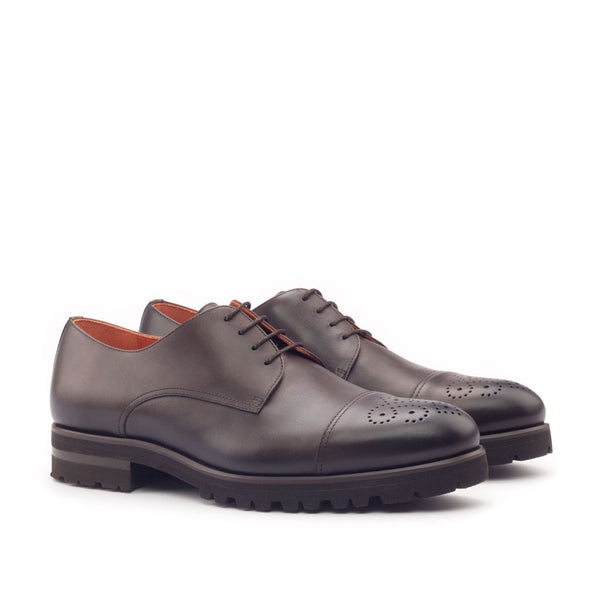 Ambrogio 2996 Men's Shoes Dark Brown Calf-Skin Leather Derby Oxfords (AMB1069)-AmbrogioShoes