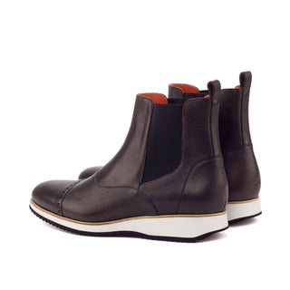 Ambrogio 3241 Men's Shoes Dark Brown Full-Grain Calf-Skin Leather Chelsea Boots (AMB1018)-AmbrogioShoes