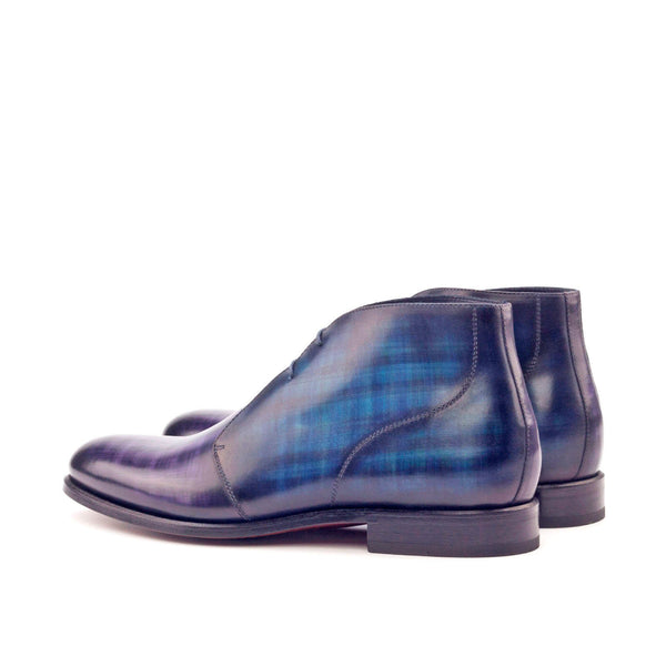 Ambrogio 3016 Men's Shoes Denim Blue & Purple Patina Leather Chukka Boots(AMB1140)-AmbrogioShoes