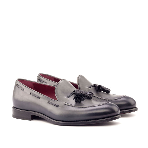 Ambrogio 2788 Men's Shoes Gray Calf-Skin Leather Tassels Loafers (AMB1075)-AmbrogioShoes