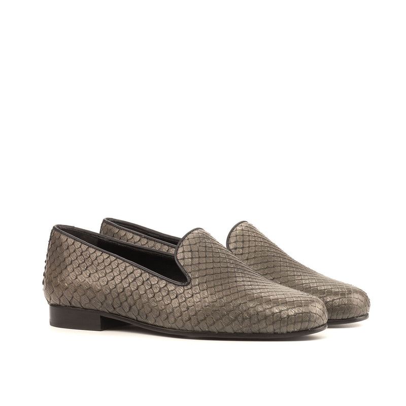 Ambrogio 4025 Men's Shoes Gray Exotic Snake-Skin Slip-On Loafers (AMB1120)-AmbrogioShoes