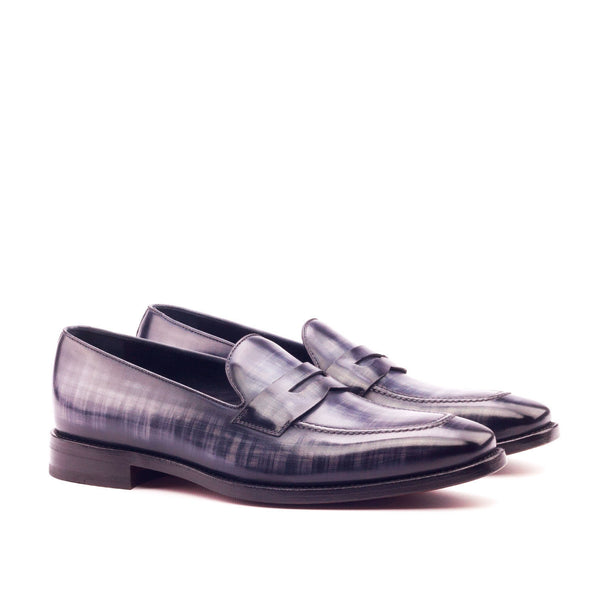 Ambrogio 3034 Men's Shoes Gray Patina Leather Penny Loafers (AMB1174)-AmbrogioShoes